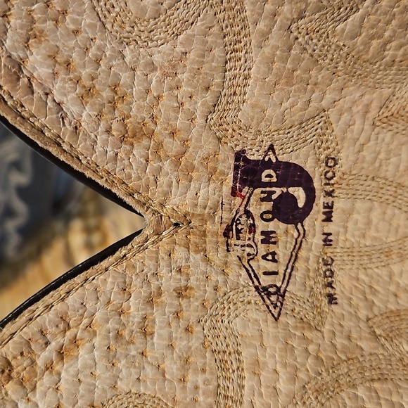 Vintage Diamond J Leather Mens Western Cowboy Boots Sz. 8 EE Wide - Picture 10 of 16